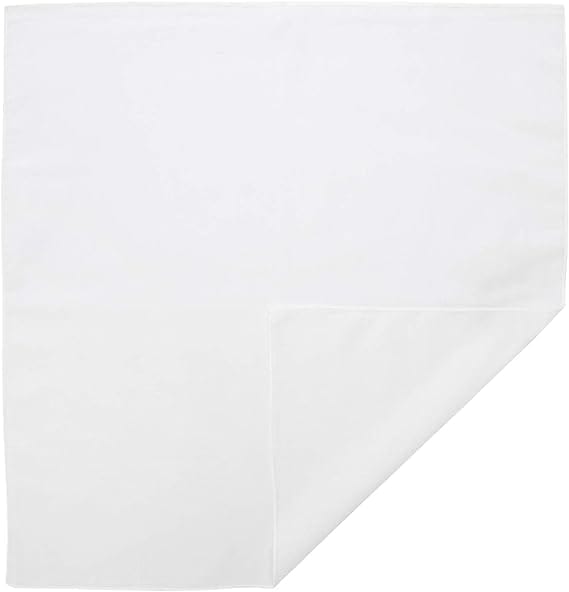 Custom Solid Color Bandana, Imported, 100% Cotton, White, 22" x 22" - Image 2