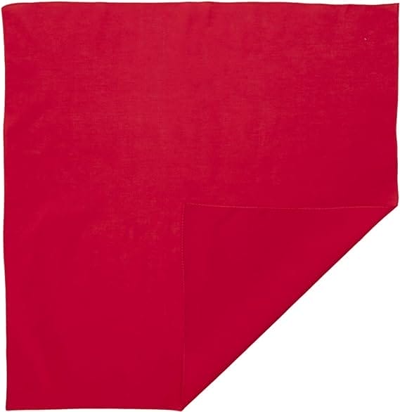 Custom Solid Color Bandana, Imported, 100% Cotton, Red, 22" x 22" - Image 2