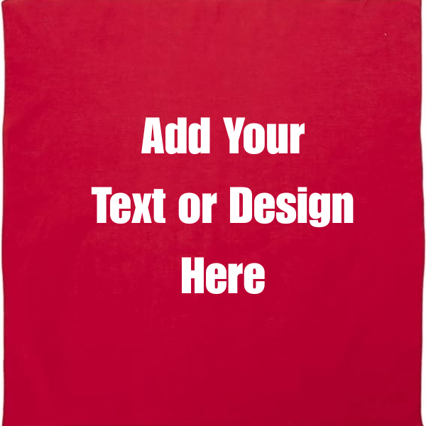 Custom Solid Color Bandana, Imported, 100% Cotton, Red, 22" x 22"