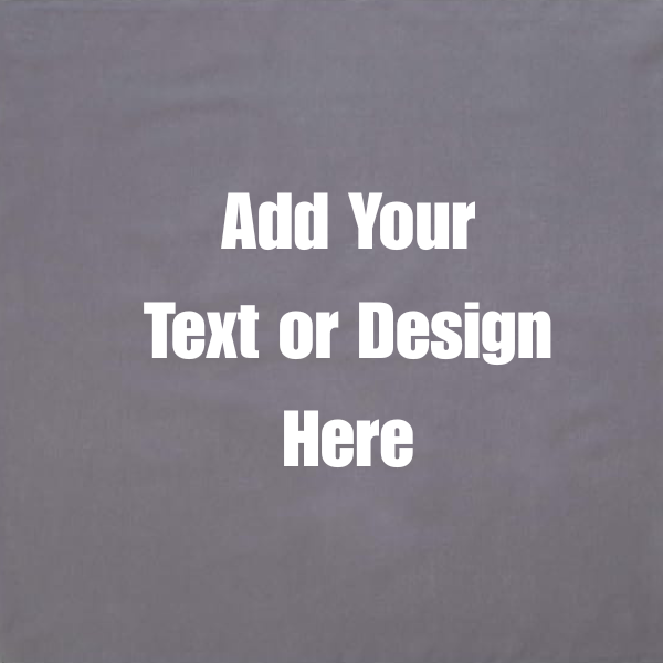 Custom Solid Color Bandana, Imported, 100% Cotton, Dark Grey, 22" x 22"